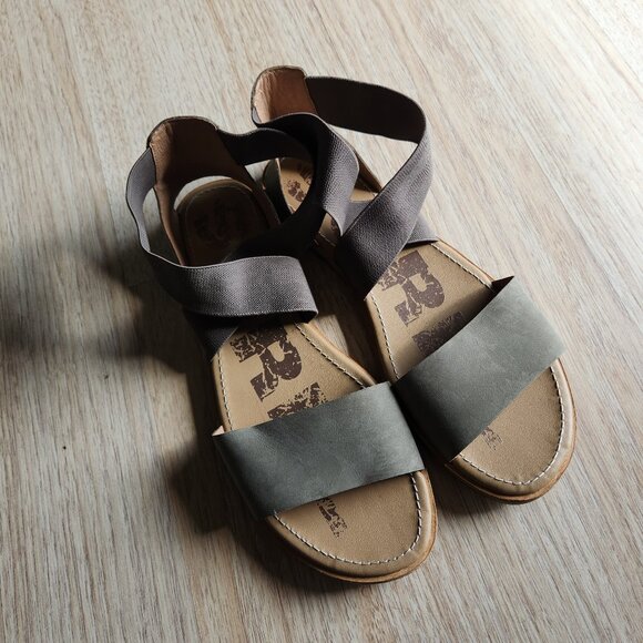 Sorel Ella Leather Gore Stretch Strap Sporty Sandal Comfortable Sage Green - Picture 6 of 14